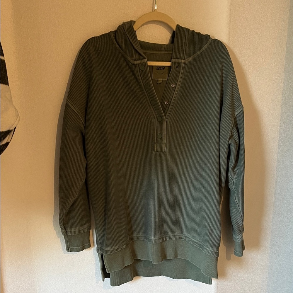 Aerie Olive Green Hooded Pullover